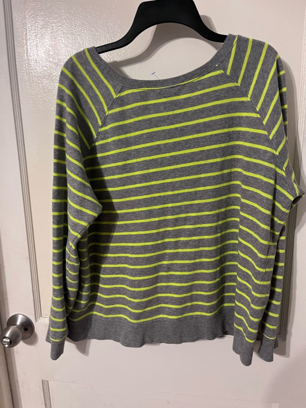 torrid Gray & Neon Yellow Striped Crewneck Sweater - Picture 3 of 3